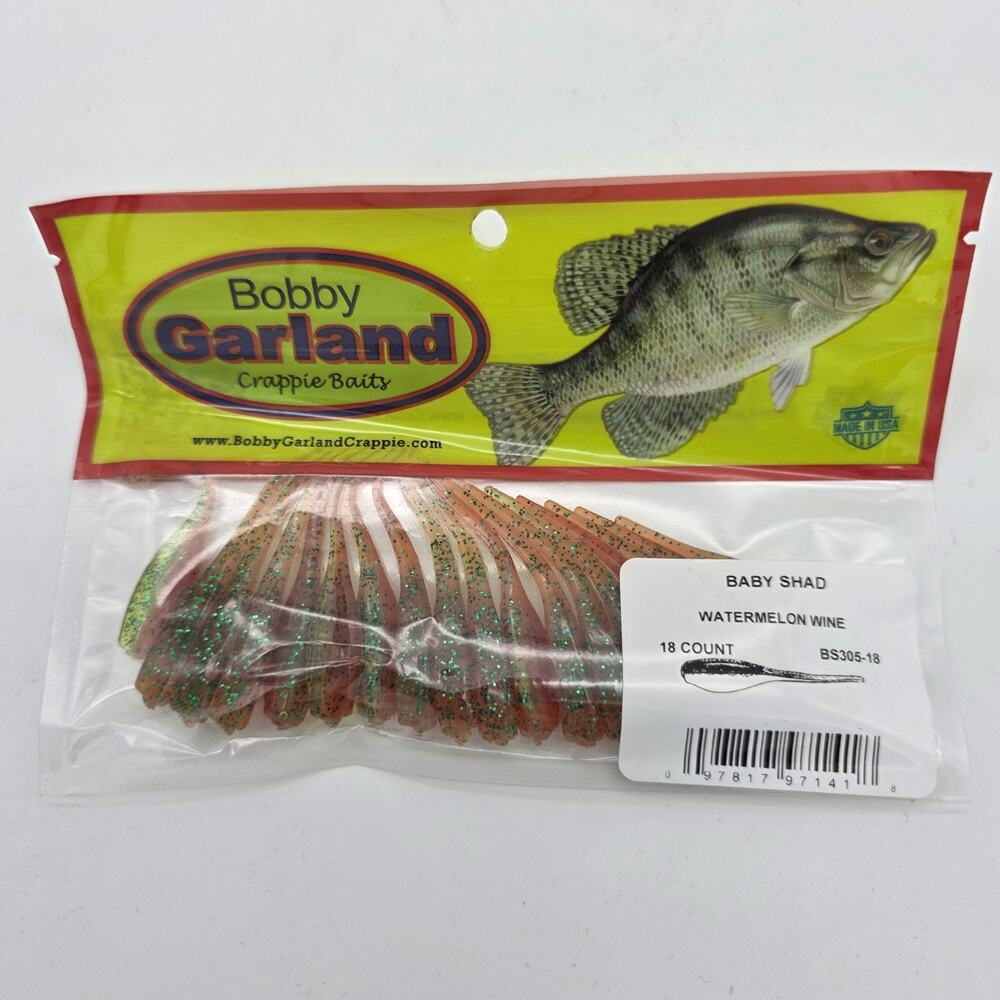 Bobby Garland Baby Shad 2” Watermelon Wine 18 Ct Crappie Baits Lot of 6